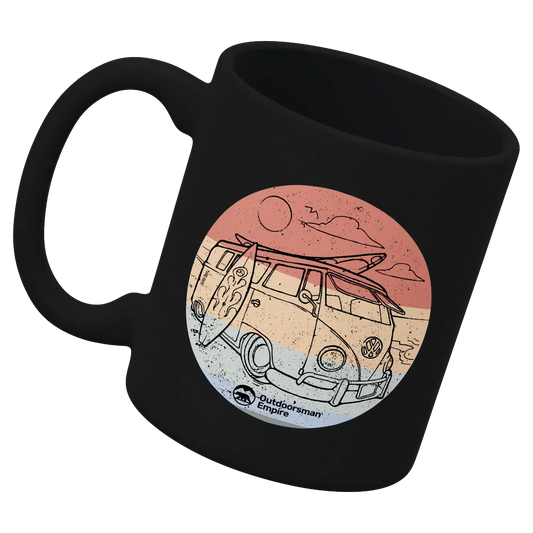 Taza de café blanca para acampar Kombi